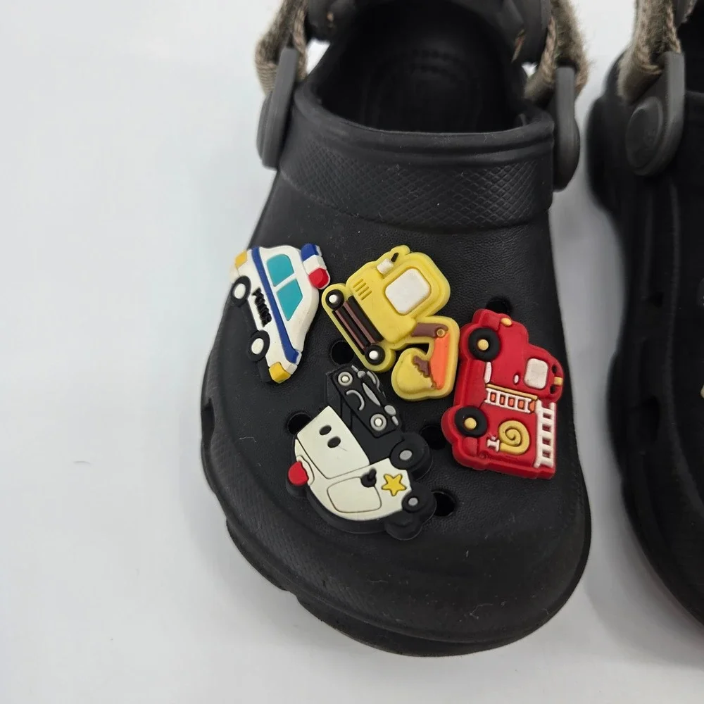 Crocs‎ Kids All-Terrain Clog US 8 Black Construction Jibbitz Charms Gorpcore